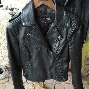 Black genuine leather asymmetrical style